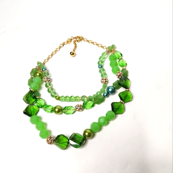 Kate Spade New York Green Beaded Crystal Resin Necklace